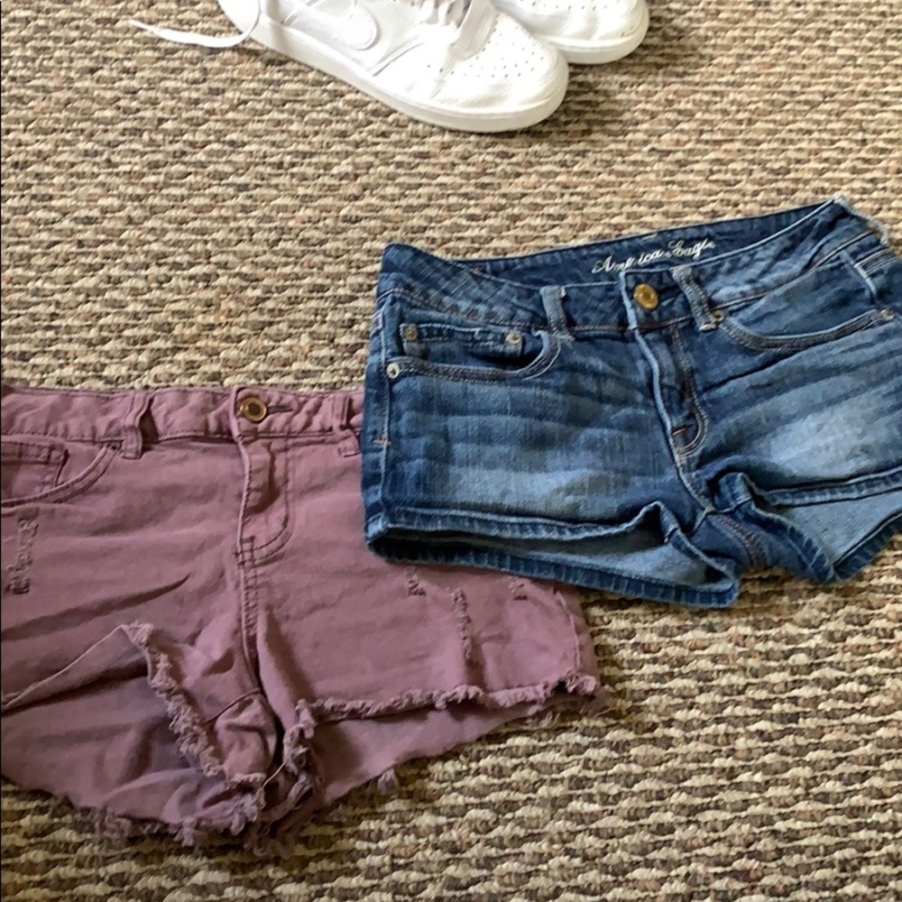 two jean shorts